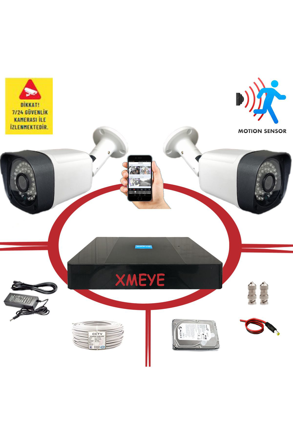 2'li Hareket Algılayan 5 Mp Sony Lens 1080P 36 IR LED Metal Kasa 