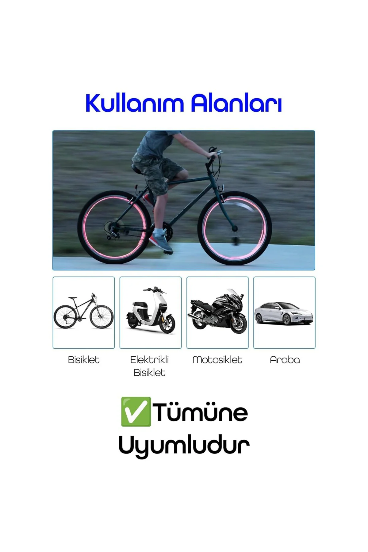 2li Hareket Sensörlü Bisiklet Teker Işığı LED Araba Motor Tekerle