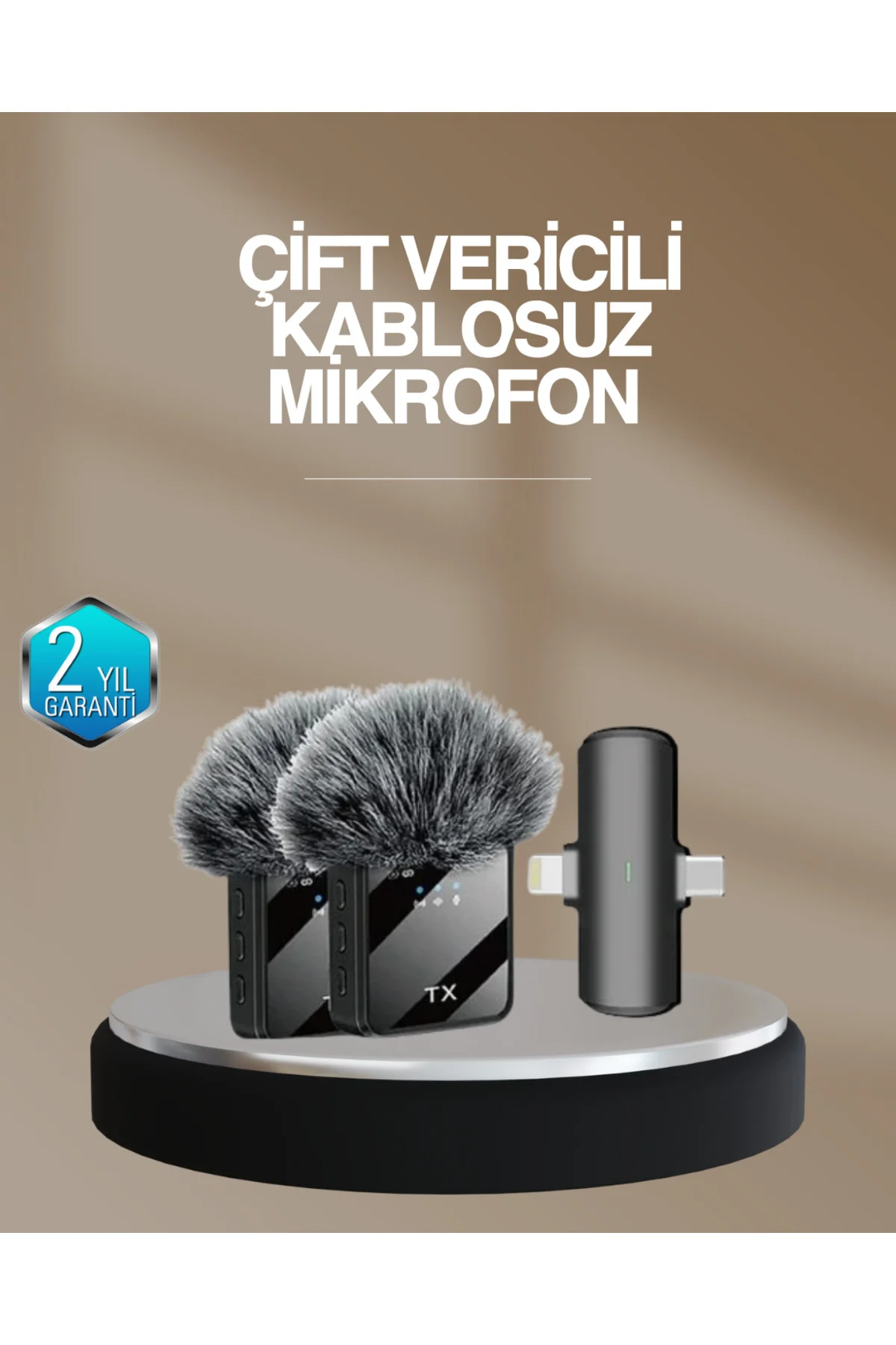 2’li Kablosuz Yaka Mikrofonu Type-C ve Lightning Uyumlu Profesyon