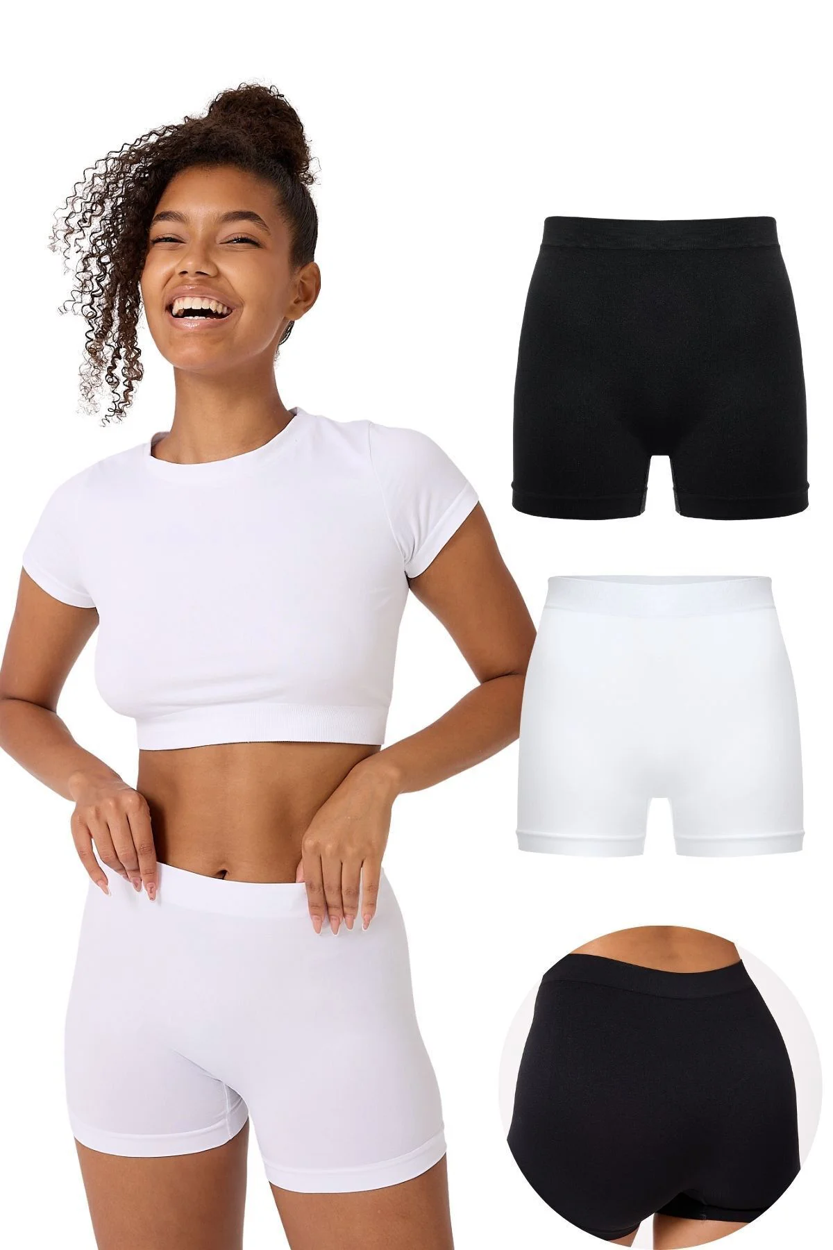 2'li Kadın Dikişsiz Esnek Basic Boxer