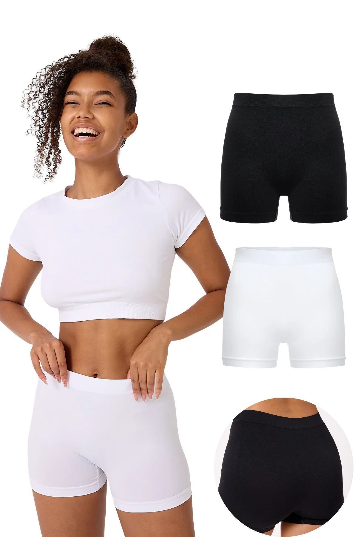 2'li Kadın Dikişsiz Esnek Basic Boxer