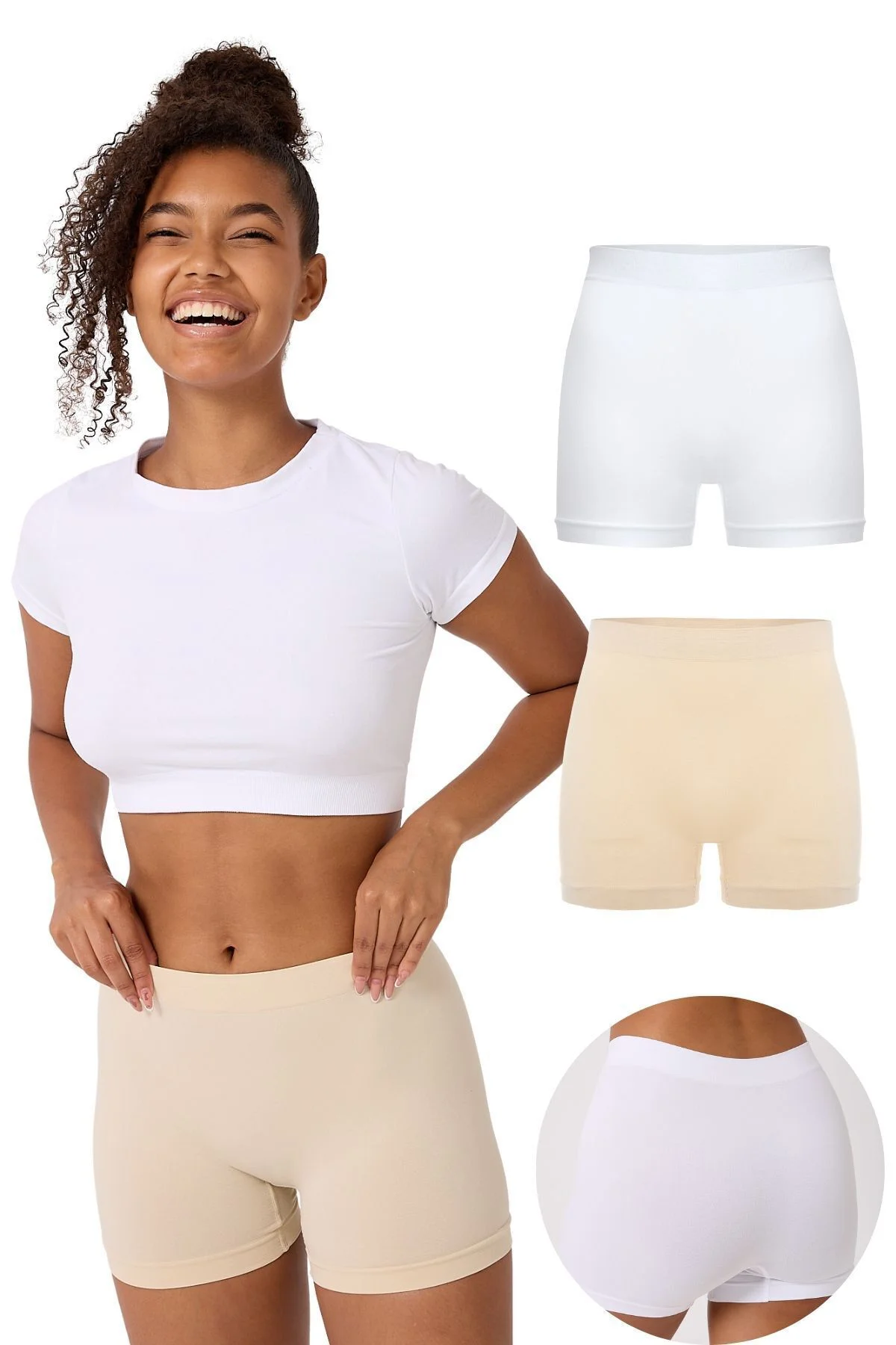 2'li Kadın Dikişsiz Esnek Basic Boxer