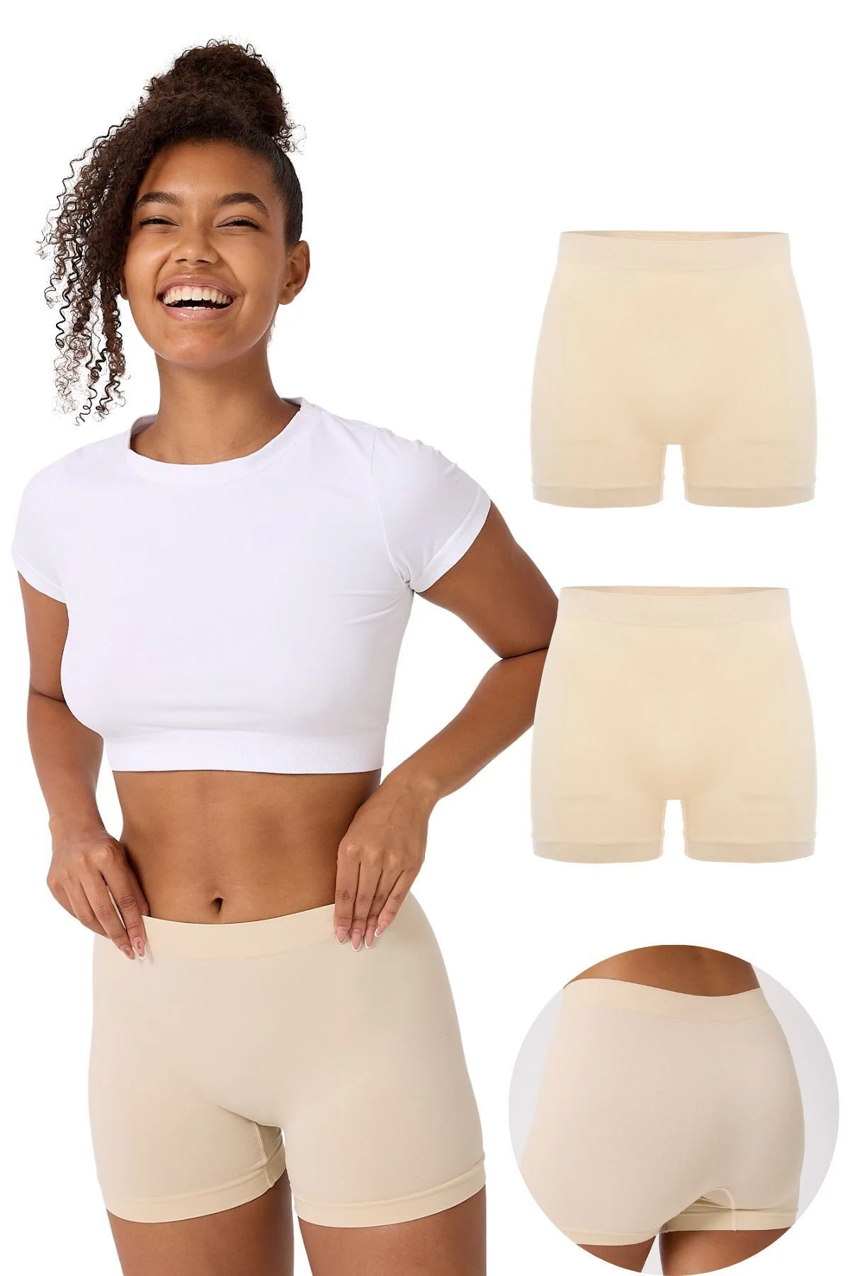 2'li Kadın Dikişsiz Esnek Basic Boxer
