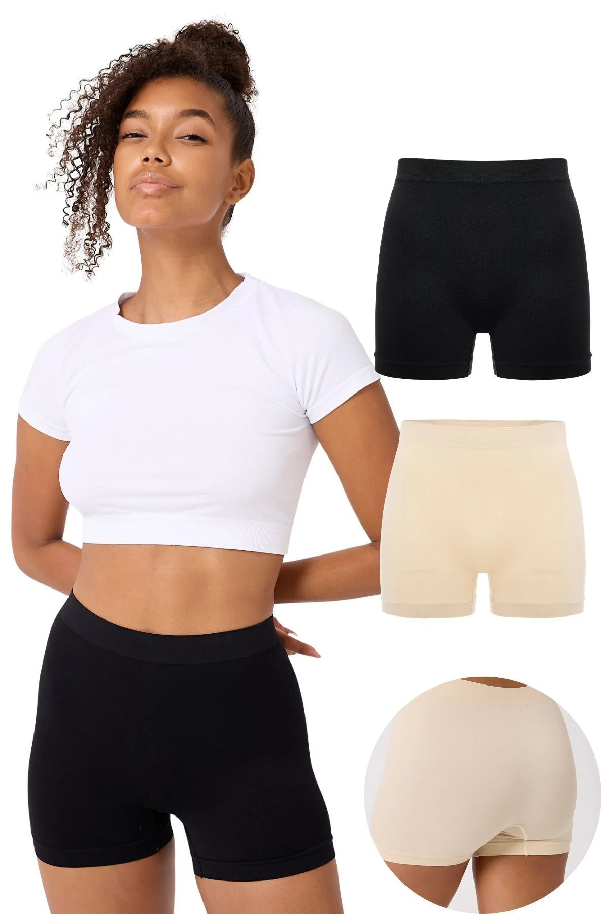 2'li Kadın Dikişsiz Esnek Basic Boxer