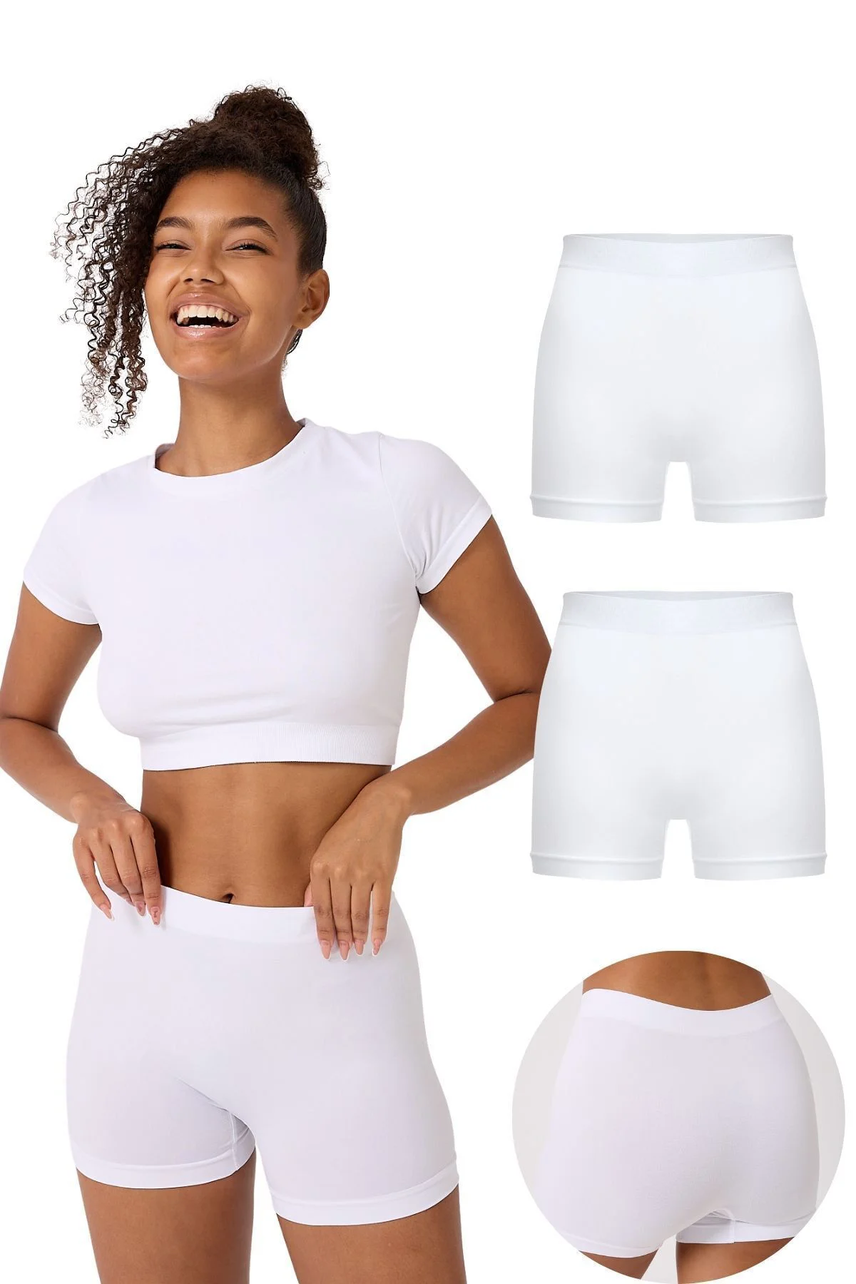 2'li Kadın Dikişsiz Esnek Basic Boxer
