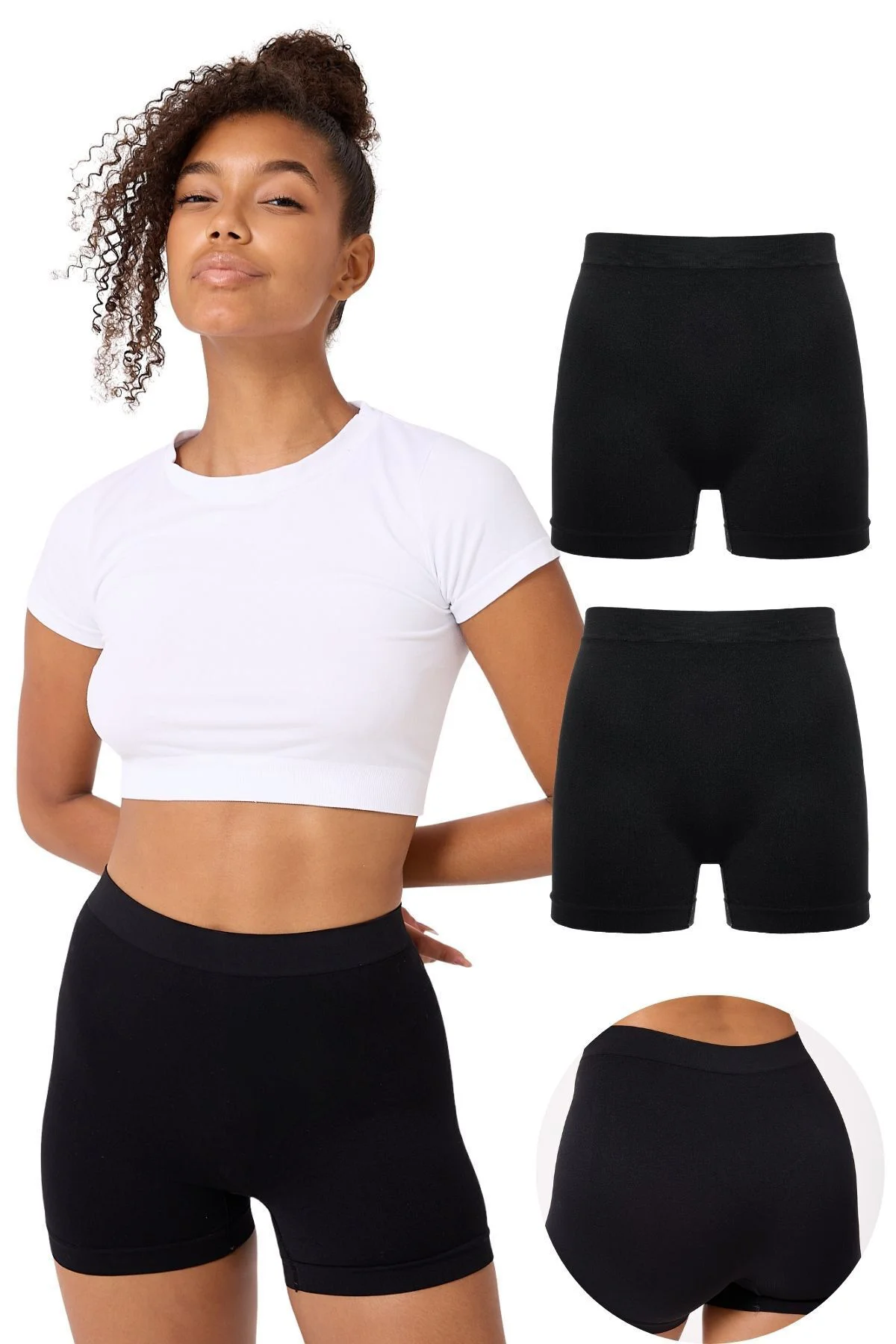 2'li Kadın Dikişsiz Esnek Basic Boxer