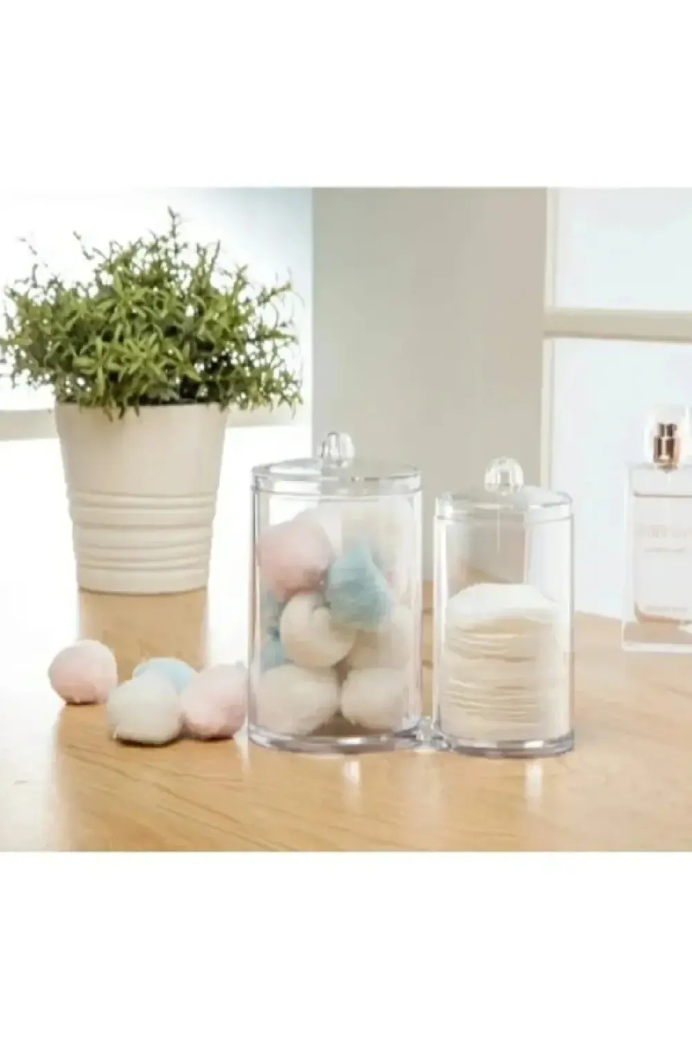 2'li Kapaklı Birleşik Pamuk Çubuk Organizeri, Banyo Makyaj Malzem