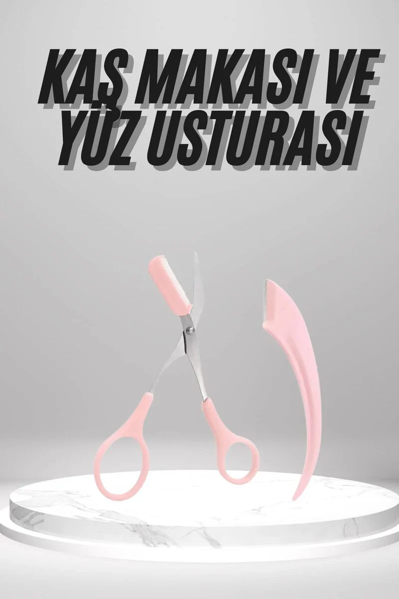 2'li Kaş Bakım Seti - Taraklı Kaş Makası, Usturası ve Şekillendirici