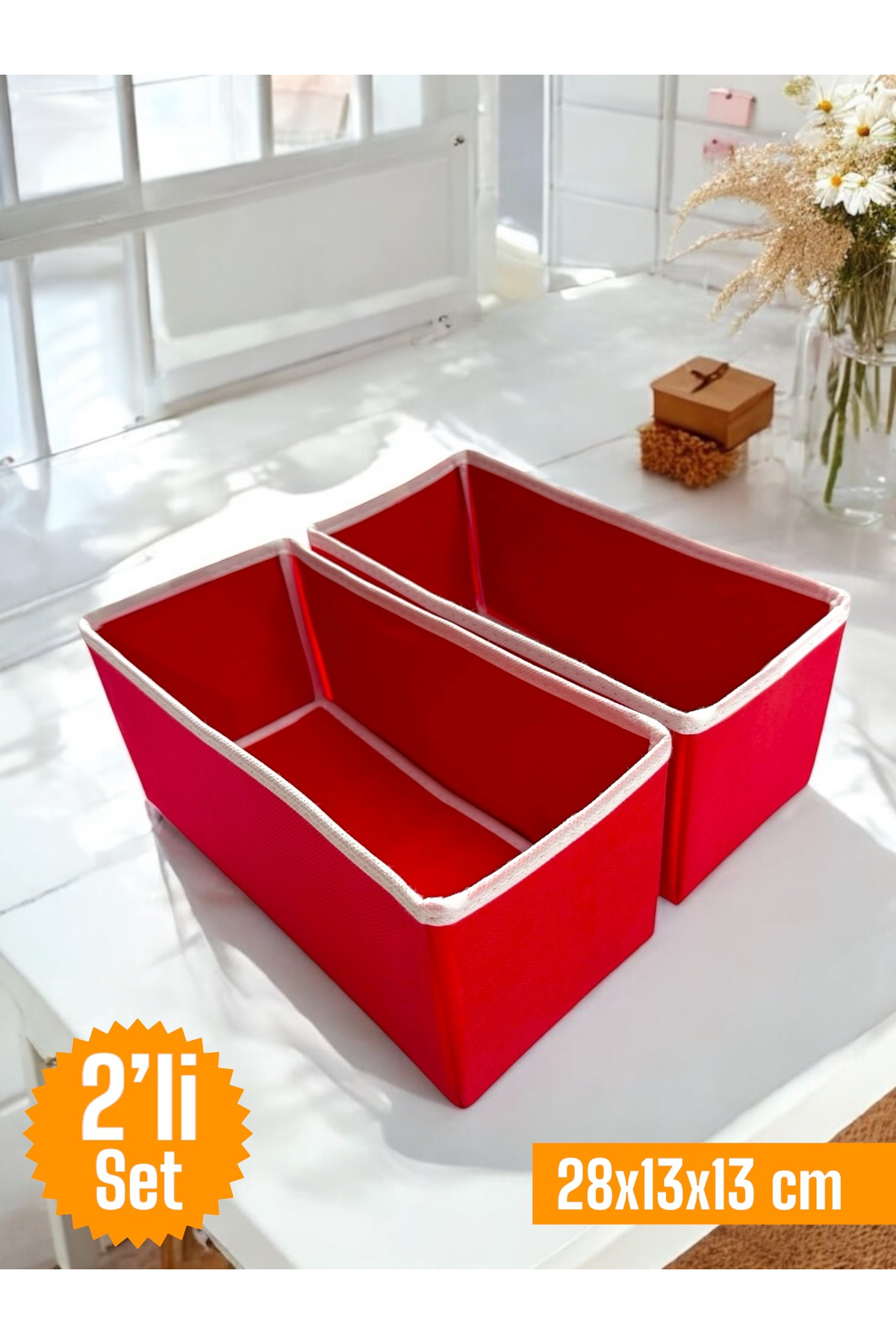 Balkan Room 2'Li Kırmızı Çekmece İçi Düzenleyici Organizer Set - Çok Amaçlı D