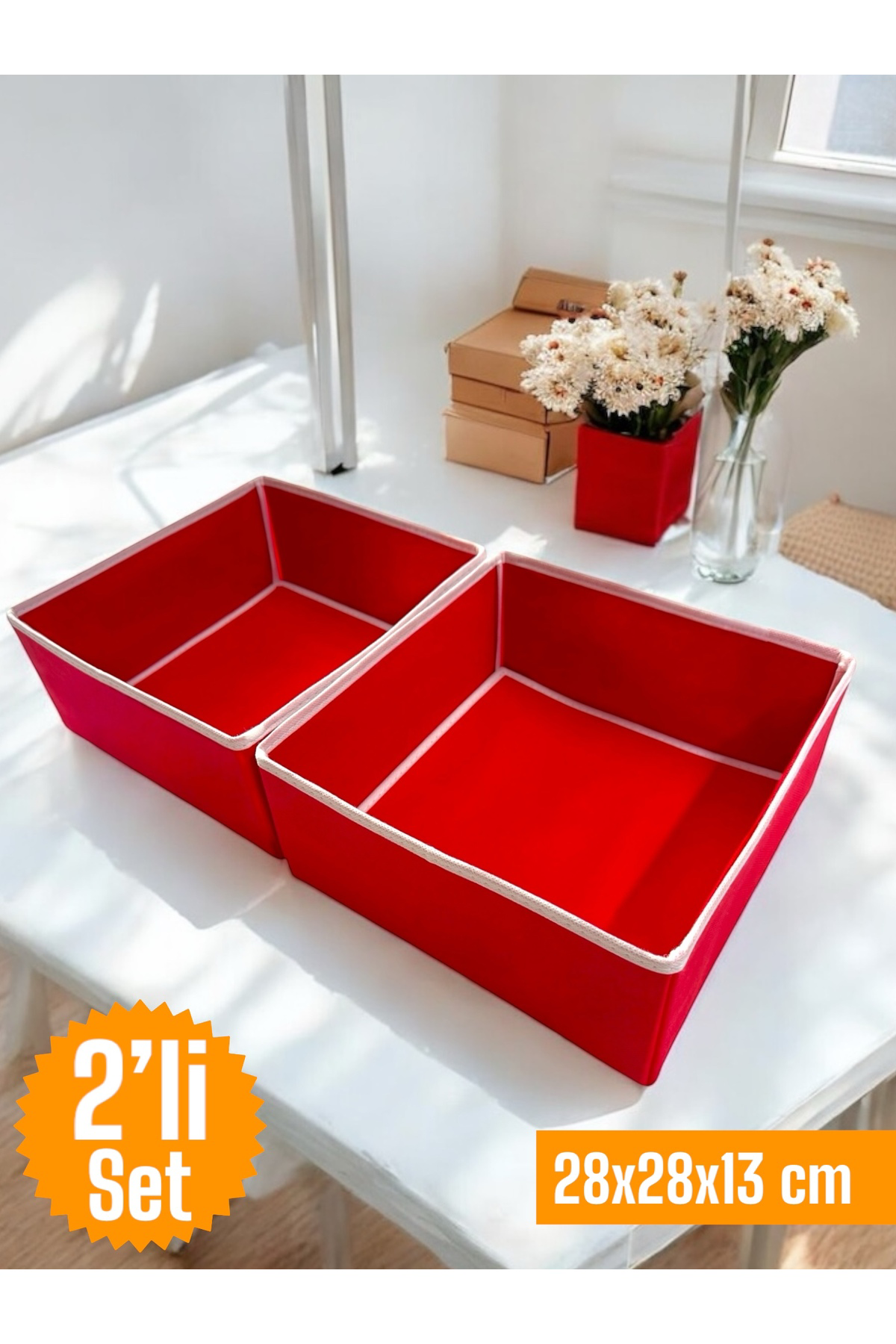 2'li Kırmızı Çekmece İçi Düzenleyici Organizer Set - Çok Amaçlı D