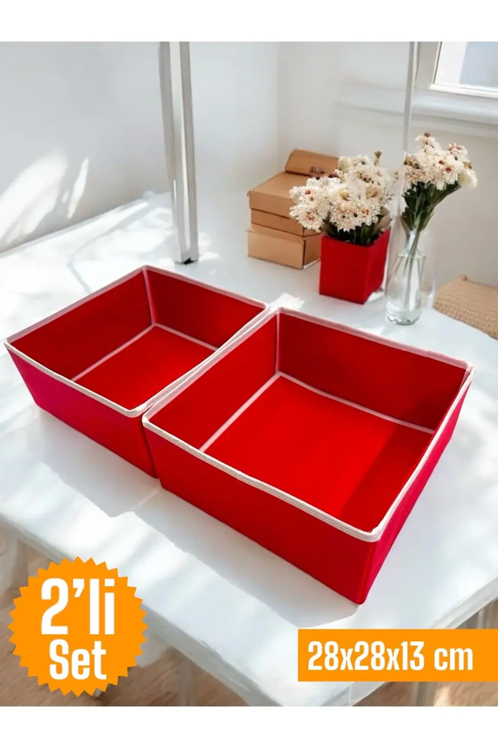 2'li Kırmızı Çekmece İçi Düzenleyici Organizer Set - Çok Amaçlı D