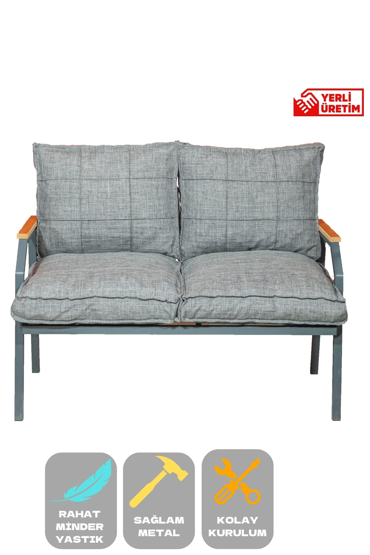 2'li Koltuk Bahçe Mobilyası Bahçe Takımı Metal Balkon Takımı Çay 