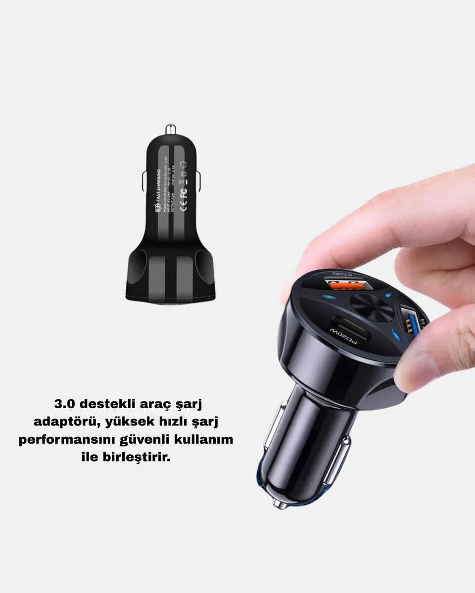 2'li Manyetik Araç Telefon Tutucu ve 55W Hızlı Şarj Adaptörü Seti