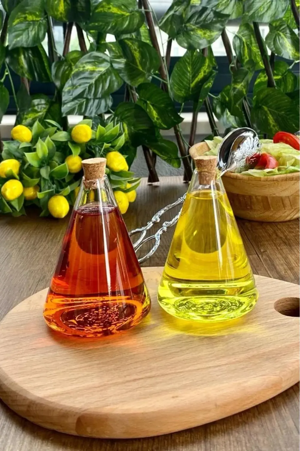 2li Mini Konik Yağlık Mantar Tıpalı Borosilikat Cam Yağlık