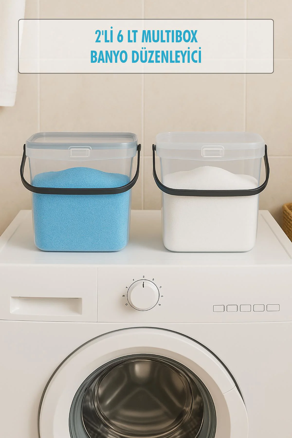 2’li Multibox Deterjanlık Kutusu & Banyo Düzenleyici & Saklama Kutusu 6 Lt Şeffaf 2’li Multibox Deterjanlık Kutusu & Banyo Düzenleyici & Saklama Kutusu 6 Lt Şeffaf