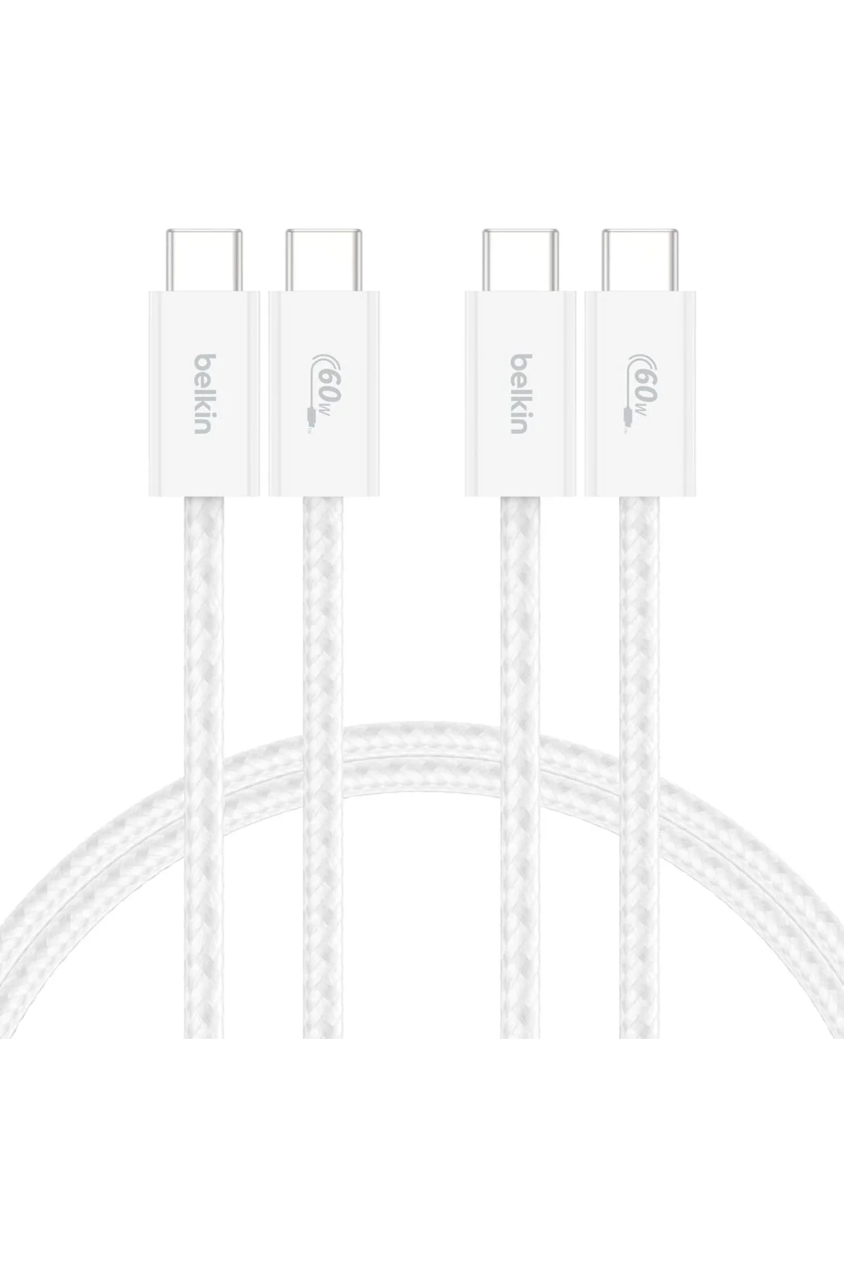 2'li Örgülü USB-C - USB-C Kablo, 1,5 m, 60 W, Yumuşak, Esnek ve Hızlı Şarj Kablosu,