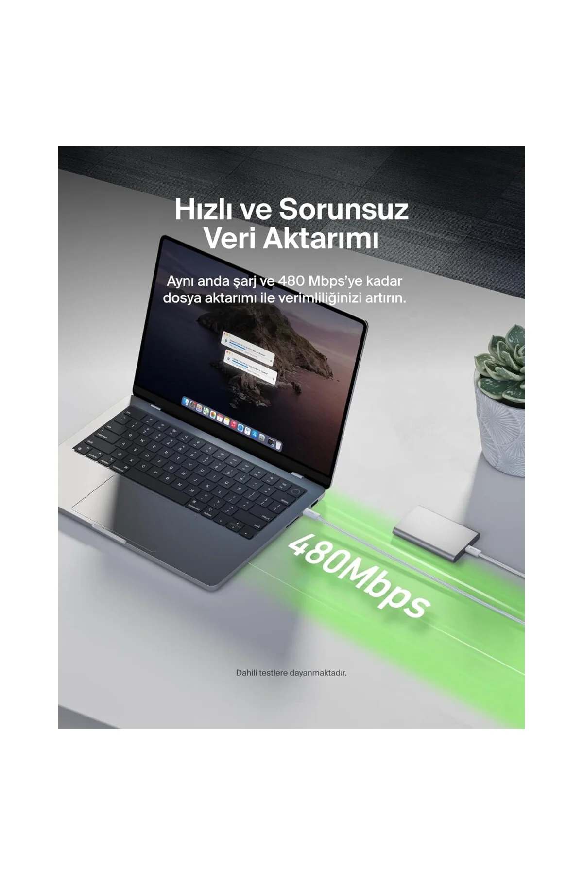 2'li Örgülü USB-C - USB-C Kablo, 1,5 m, 60 W, Yumuşak, Esnek ve Hızlı Şarj Kablosu,