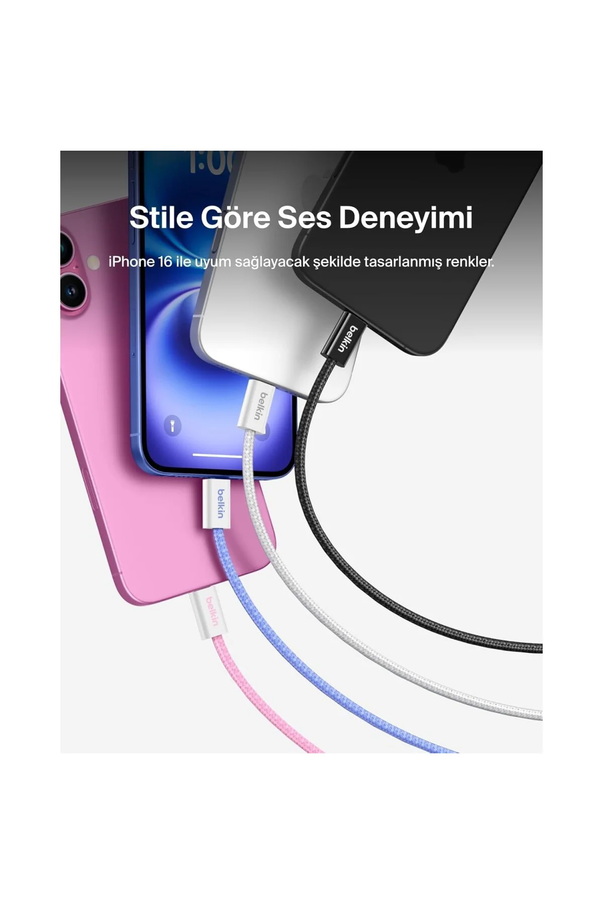 2'li Örgülü USB-C - USB-C Kablo, 1,5 m, 60 W, Yumuşak, Esnek ve Hızlı Şarj Kablosu,
