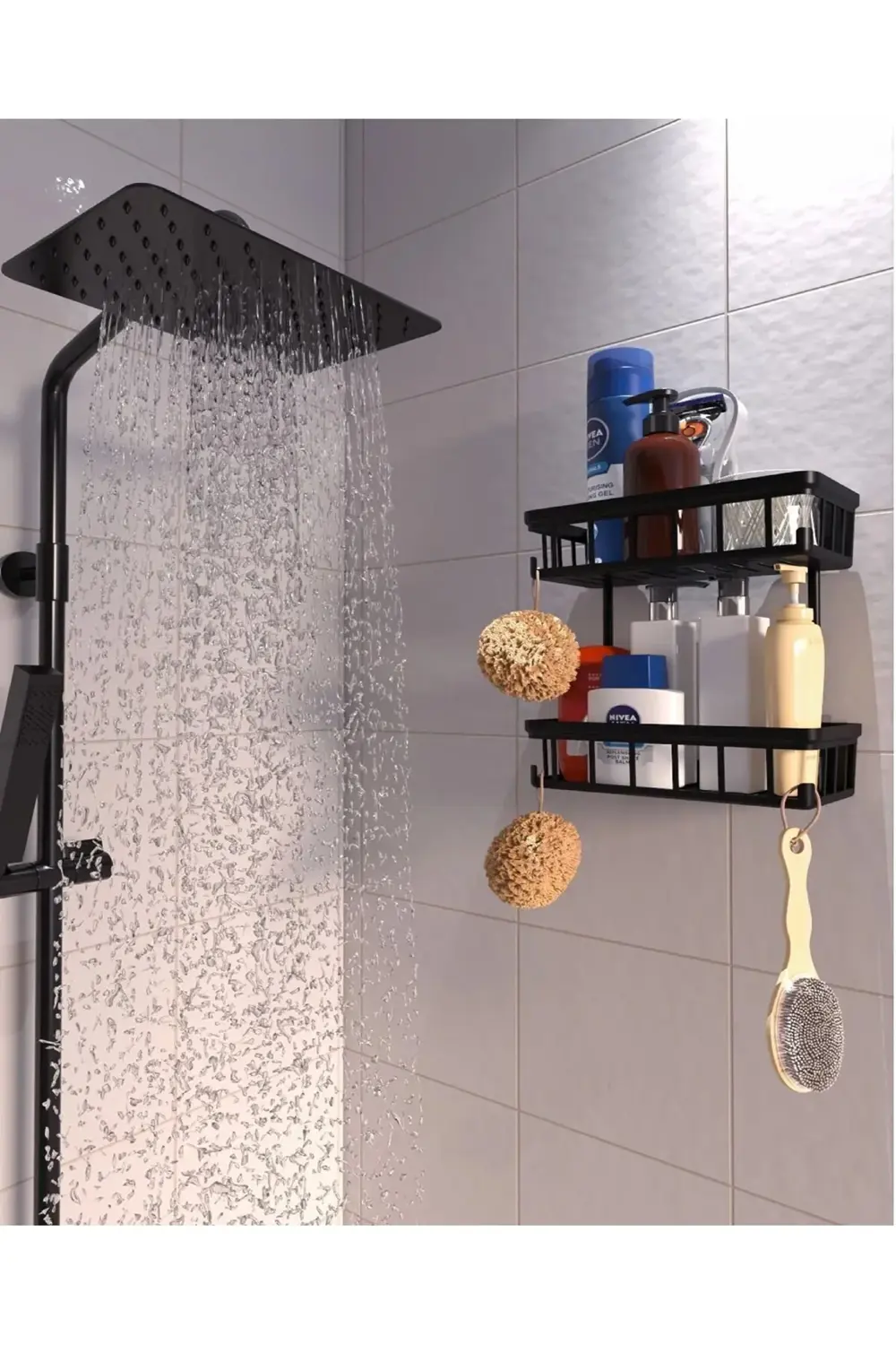 2'li Oslo Banyo Düzenleyici Şampuanlık Sabunluk 2 Li Set Kendinde