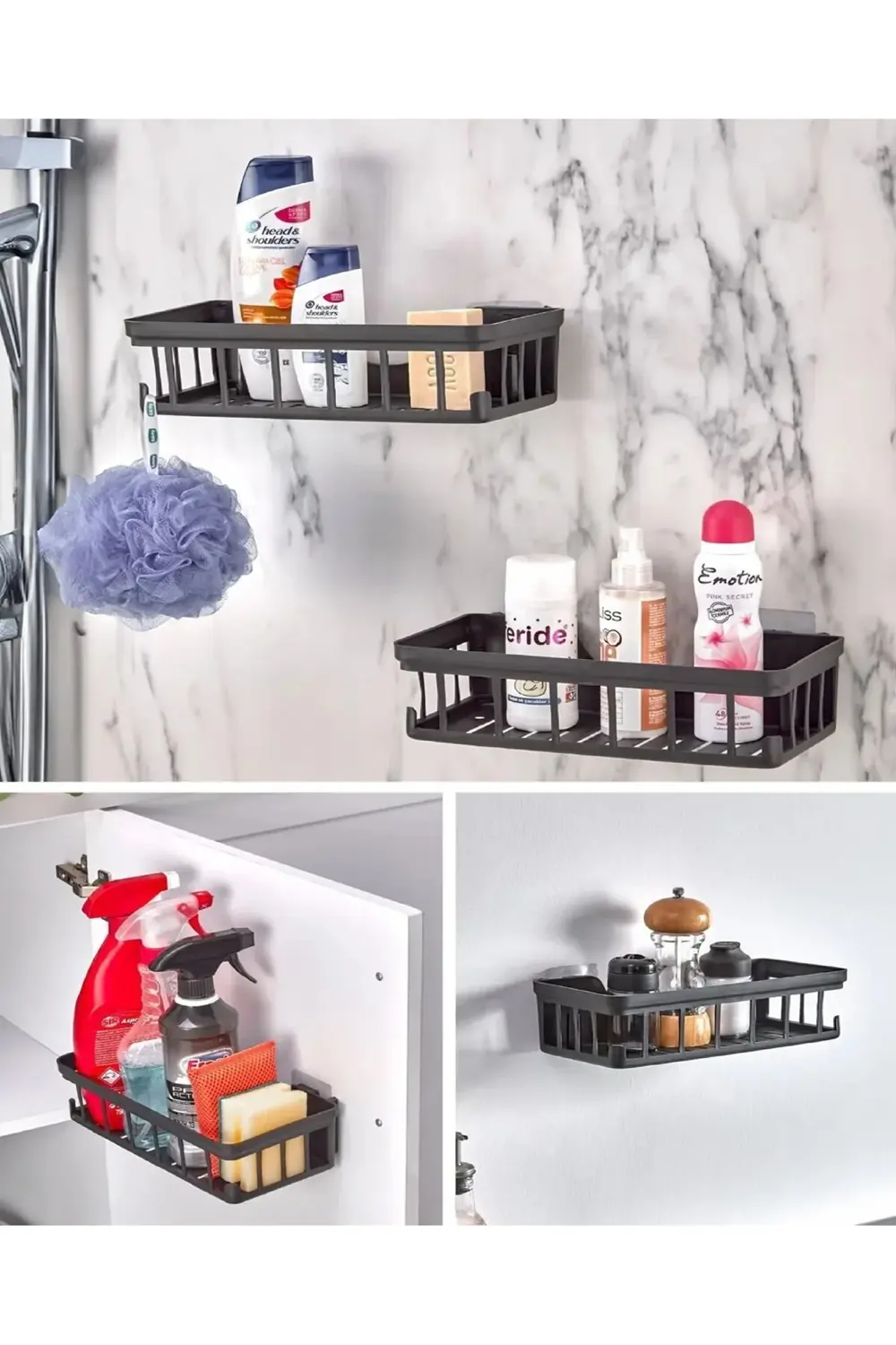 2'li Oslo Banyo Düzenleyici Şampuanlık Sabunluk 2 Li Set Kendinde