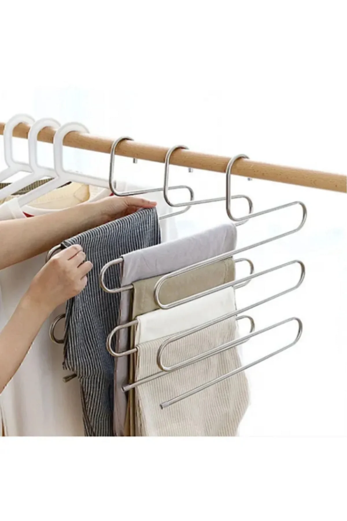 2'Li Pantolon Askısı. Eşarp Askısı. 5 Katlı Dolap İçi Askı