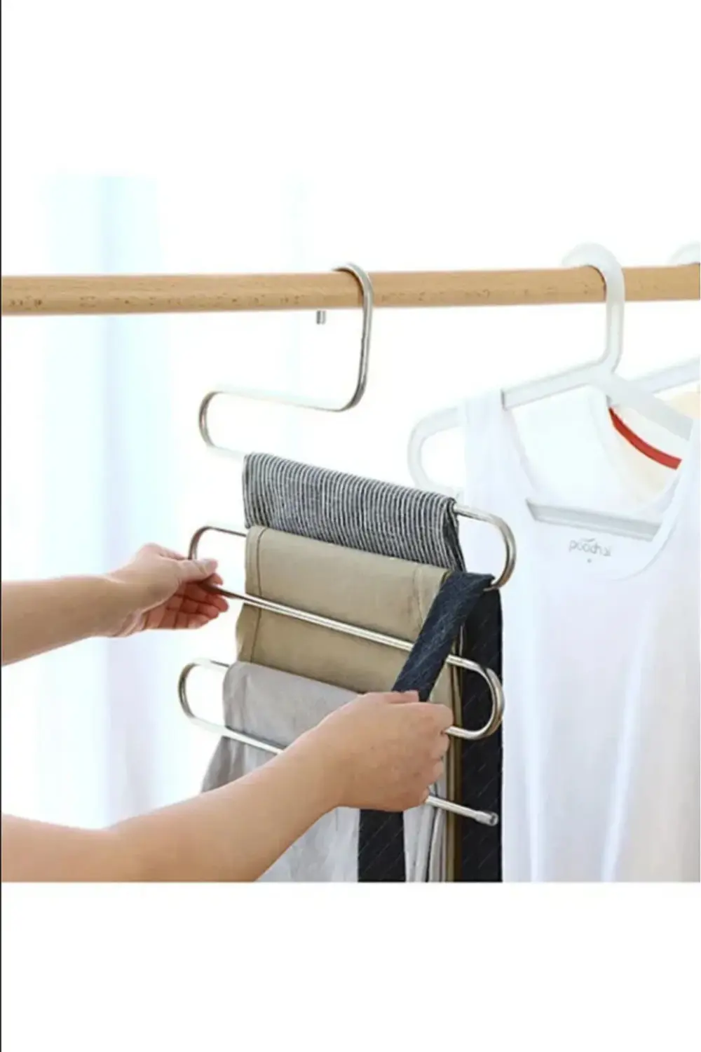 2'Li Pantolon Askısı. Eşarp Askısı. 5 Katlı Dolap İçi Askı