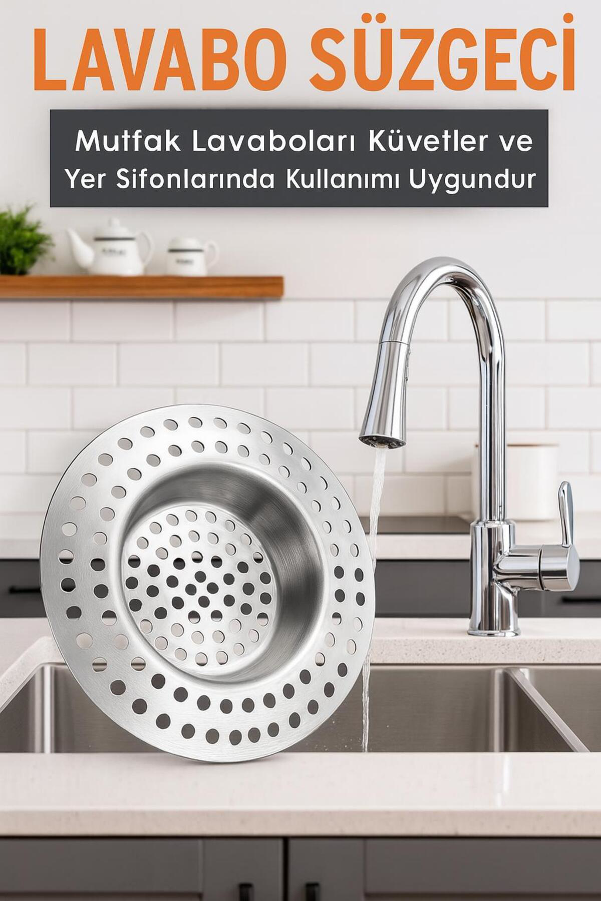 2'Lİ Paslanmaz Çelik Lavabo Gideri Süzgeci - 2mm Delikli Tıkanma 