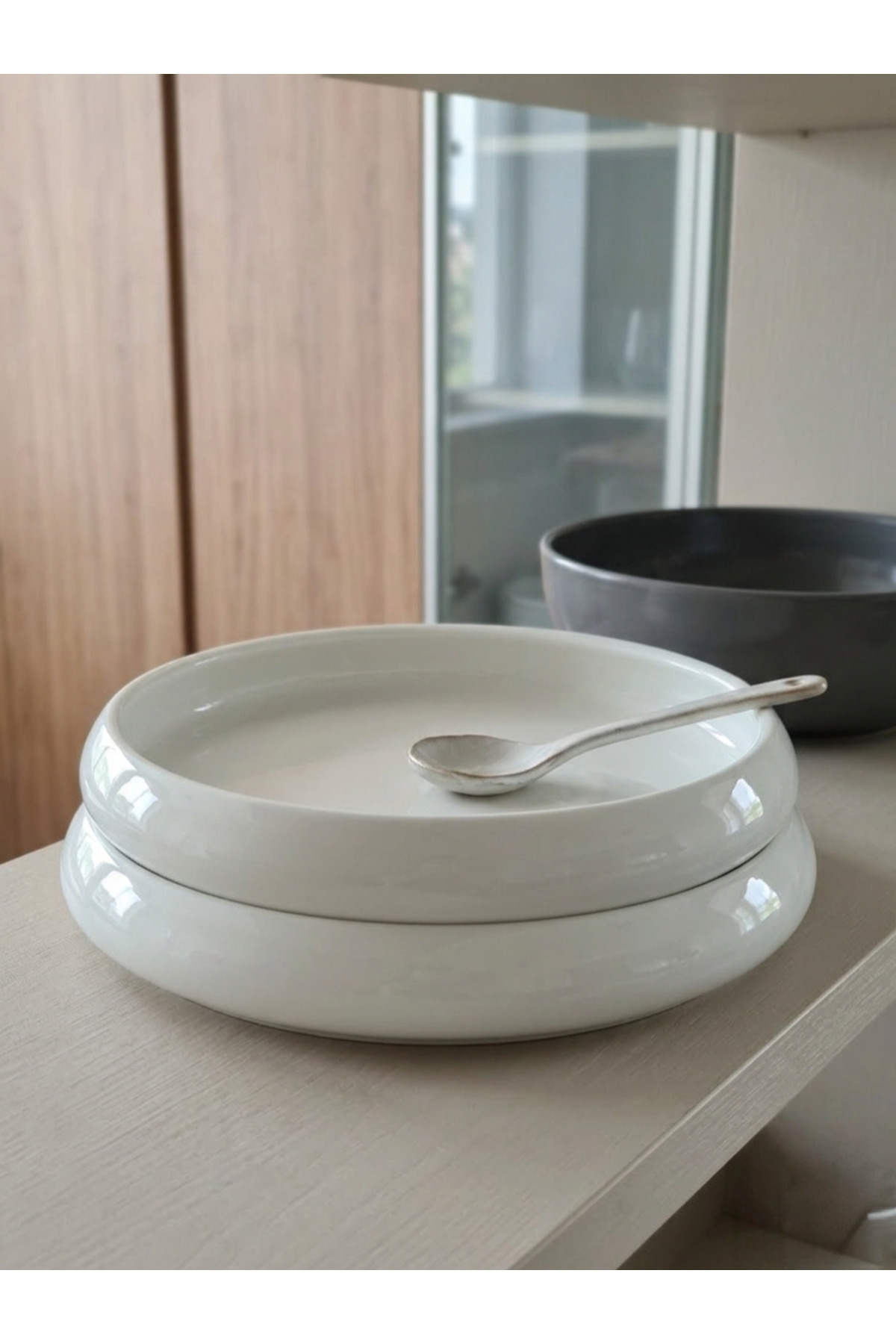 2'li Porselen Derin Servis ve Sunum Tabağı Seti - 23.5 cm - Moder