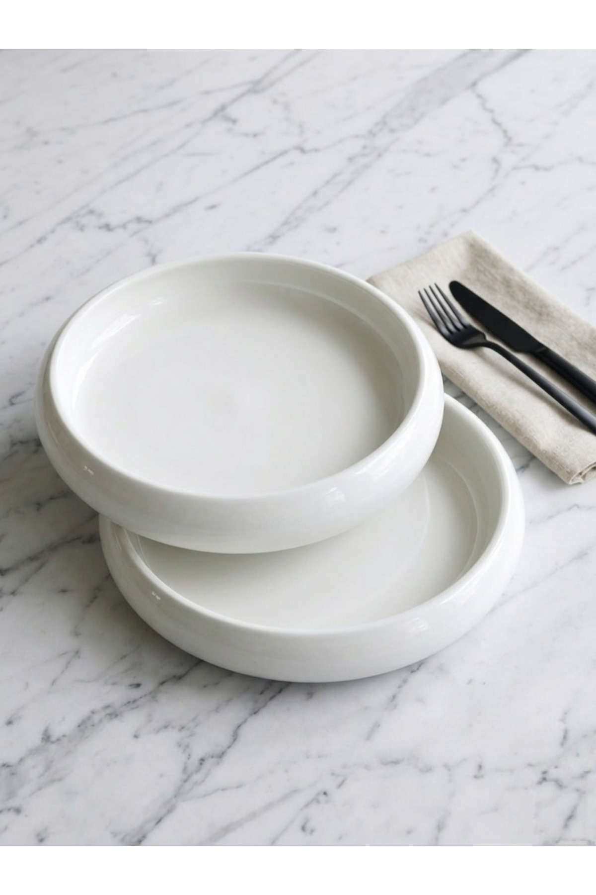 2'li Porselen Derin Servis ve Sunum Tabağı Seti - 23.5 cm - Moder