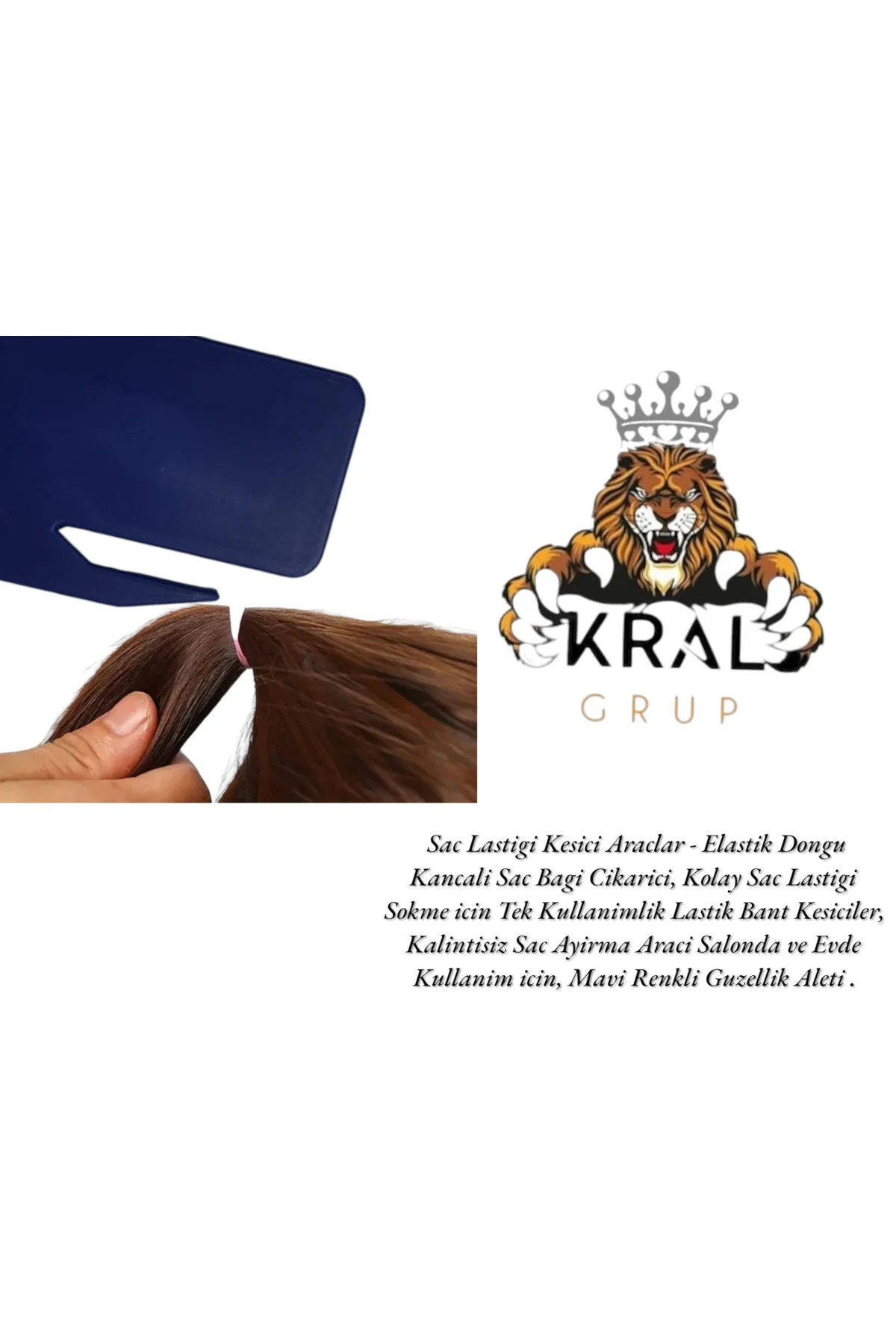 2'li Saç Örgü Lastiği Kesici Mav Renkli - Zarar Vermeyen Lastikli