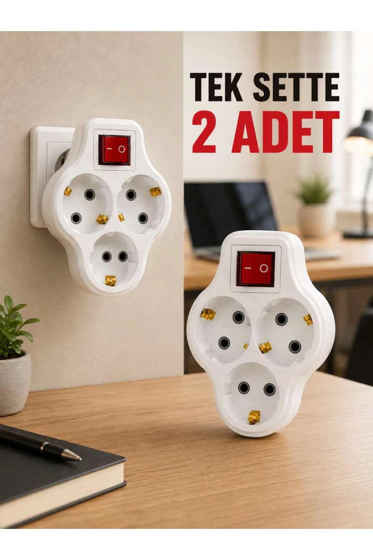 2’li Set Anahtarlı 3’lü Priz Çoğaltıcı Direkt Prize Takılan Kablosuz Çoklayıcı 2’li Set Anahtarlı 3’lü Priz Çoğaltıcı Direkt Prize Takılan Kablosuz Çoklayıcı
