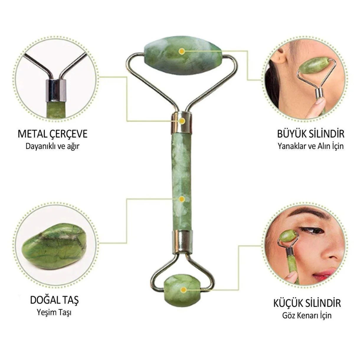 2'li Set Çift Taraflı Cilt Temizleme Fırçası ve Yeşim Taşı Çift Taraflı Cilt Masaj Aleti 2'li Set Çift Taraflı Cilt Temizleme Fırçası ve Yeşim Taşı Çift Taraflı Cilt Masaj Aleti