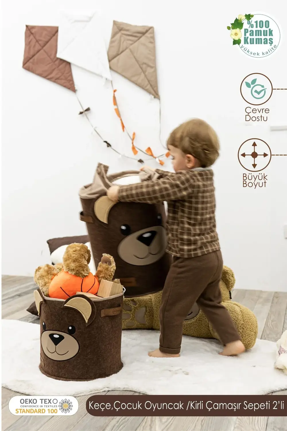 2'li Set, Çocuk Saklama Kutusu,Dolap İçi Çamaşır/Oyuncak Düzenley