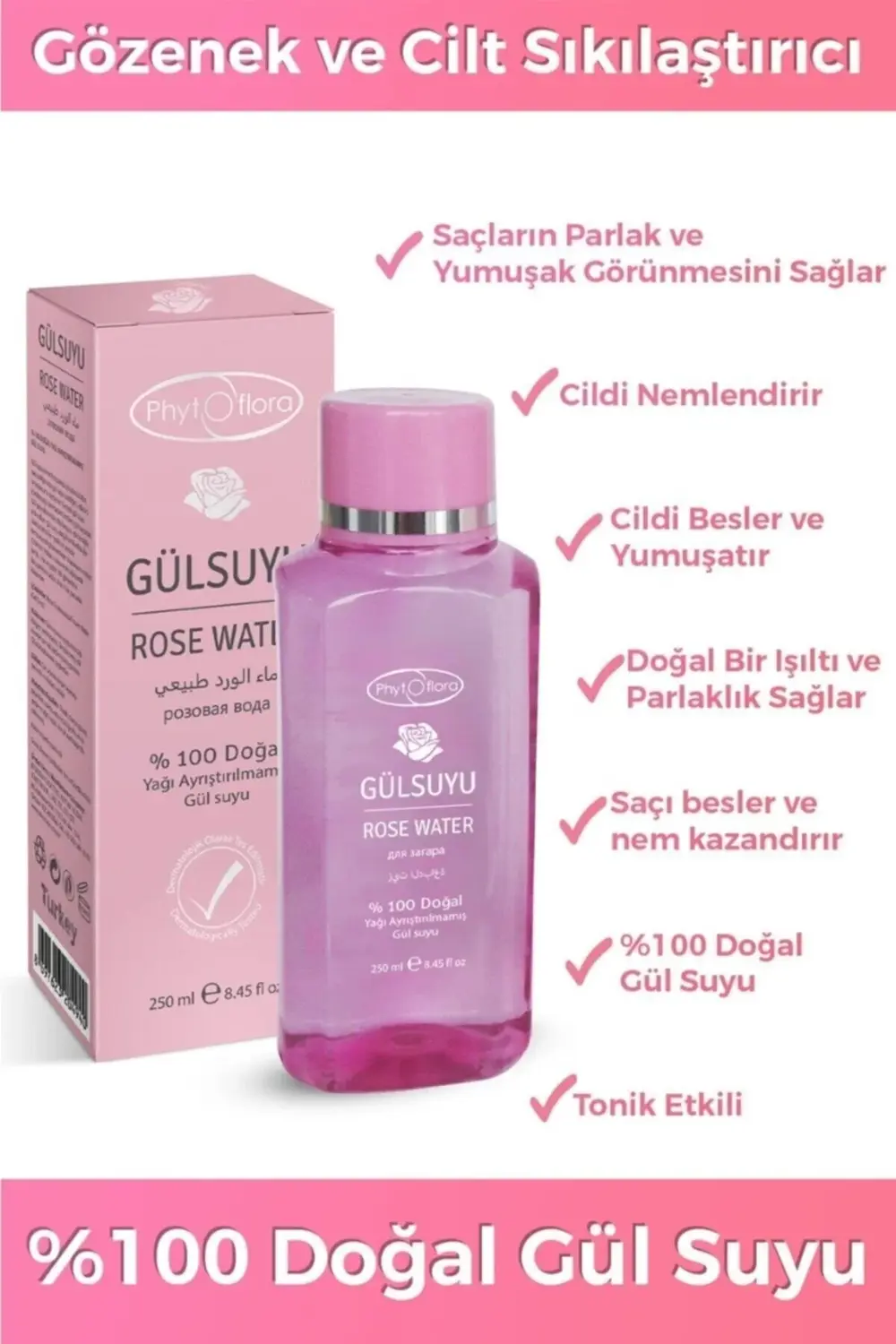 2'li Set Gözenek & Cilt Sıkılaştırıcı Gül Suyu Tonik Etkili