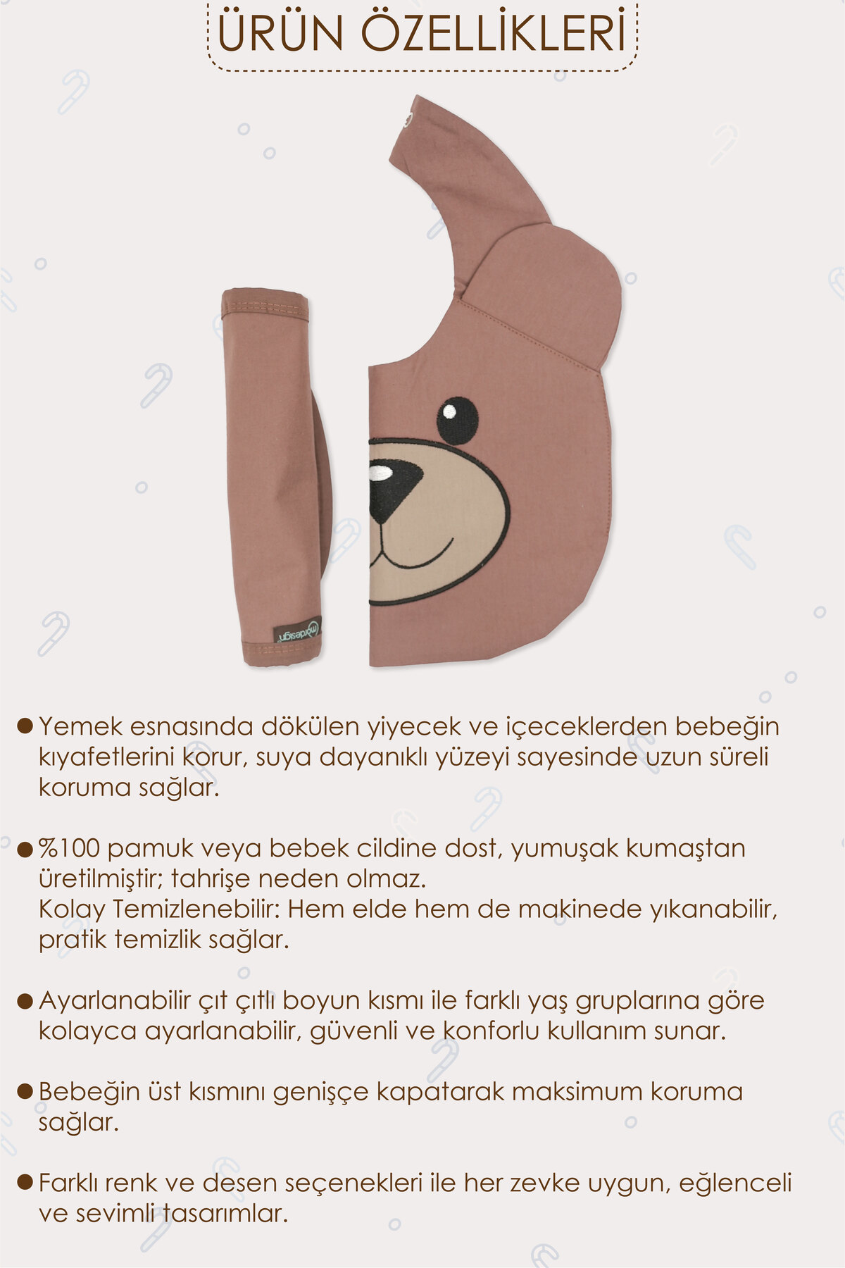 Mordesign 2'Li Set; Mama Önlüğü Ve Salya Bezi, Sıvı Geçirmez ,Diş Çıkarma B