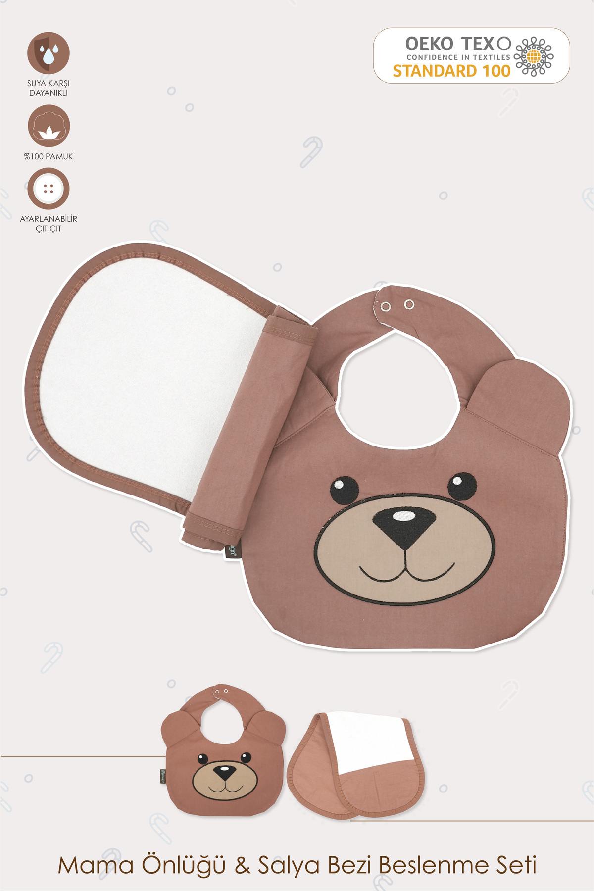 Mordesign 2'Li Set; Mama Önlüğü Ve Salya Bezi, Sıvı Geçirmez ,Diş Çıkarma B