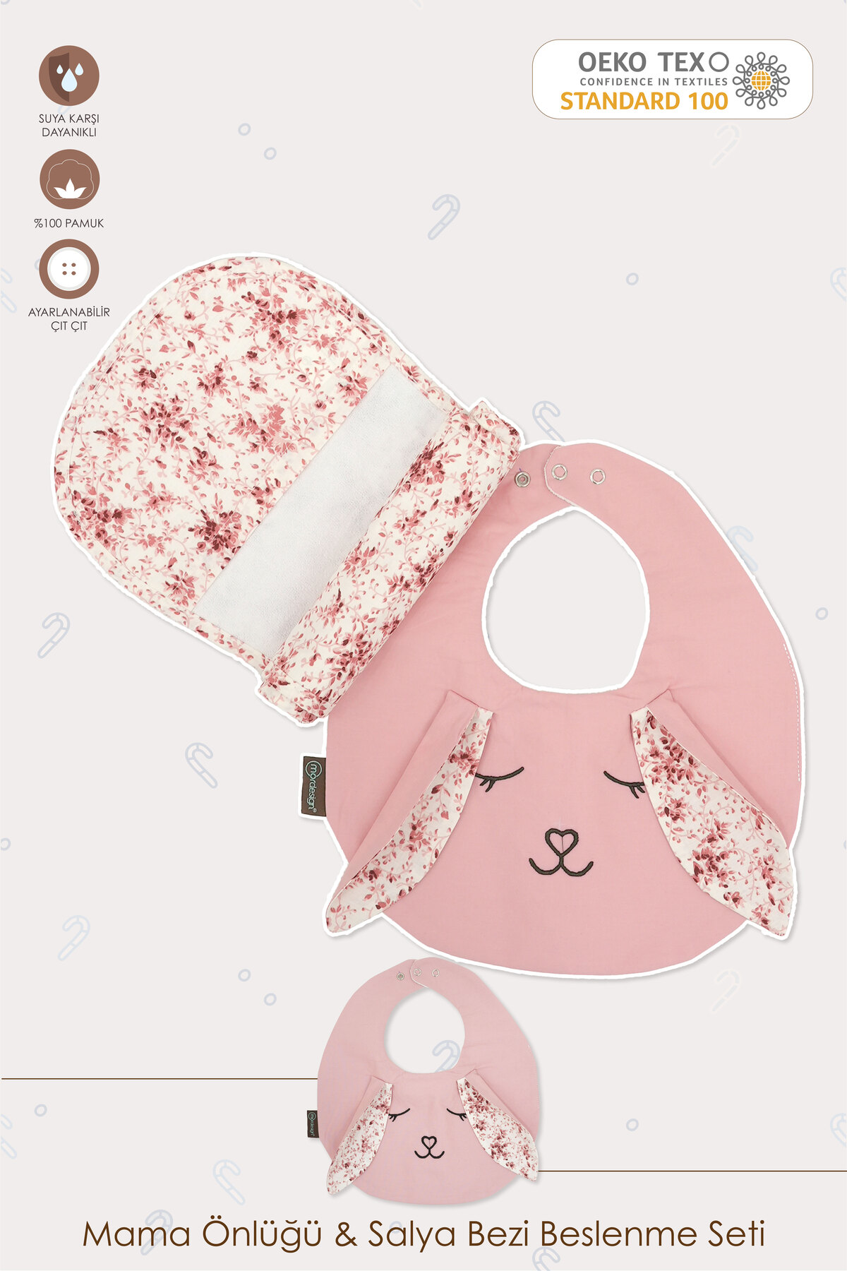 Mordesign 2'Li Set; Mama Önlüğü Ve Salya Bezi, Sıvı Geçirmez ,Diş Çıkarma B