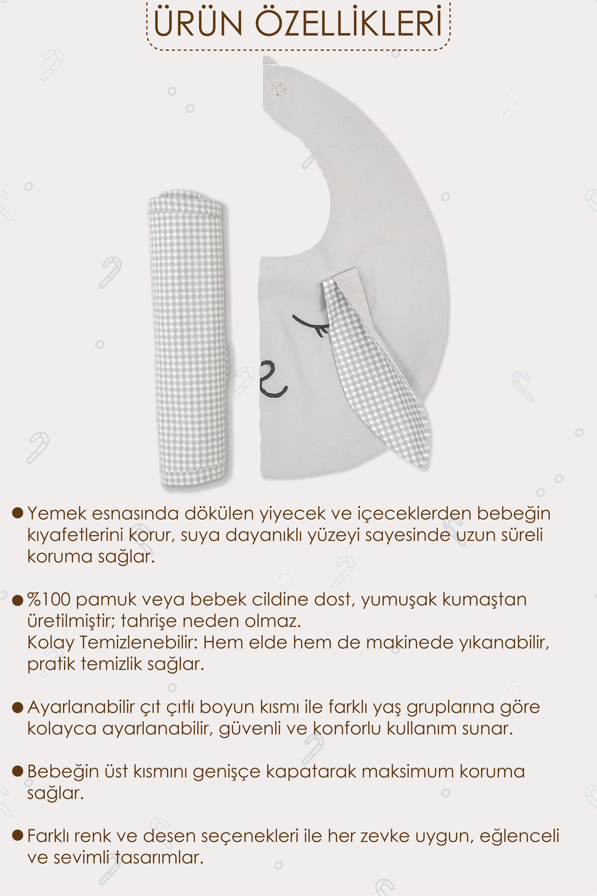 Mordesign 2'Li Set; Mama Önlüğü Ve Salya Bezi, Sıvı Geçirmez ,Diş Çıkarma B