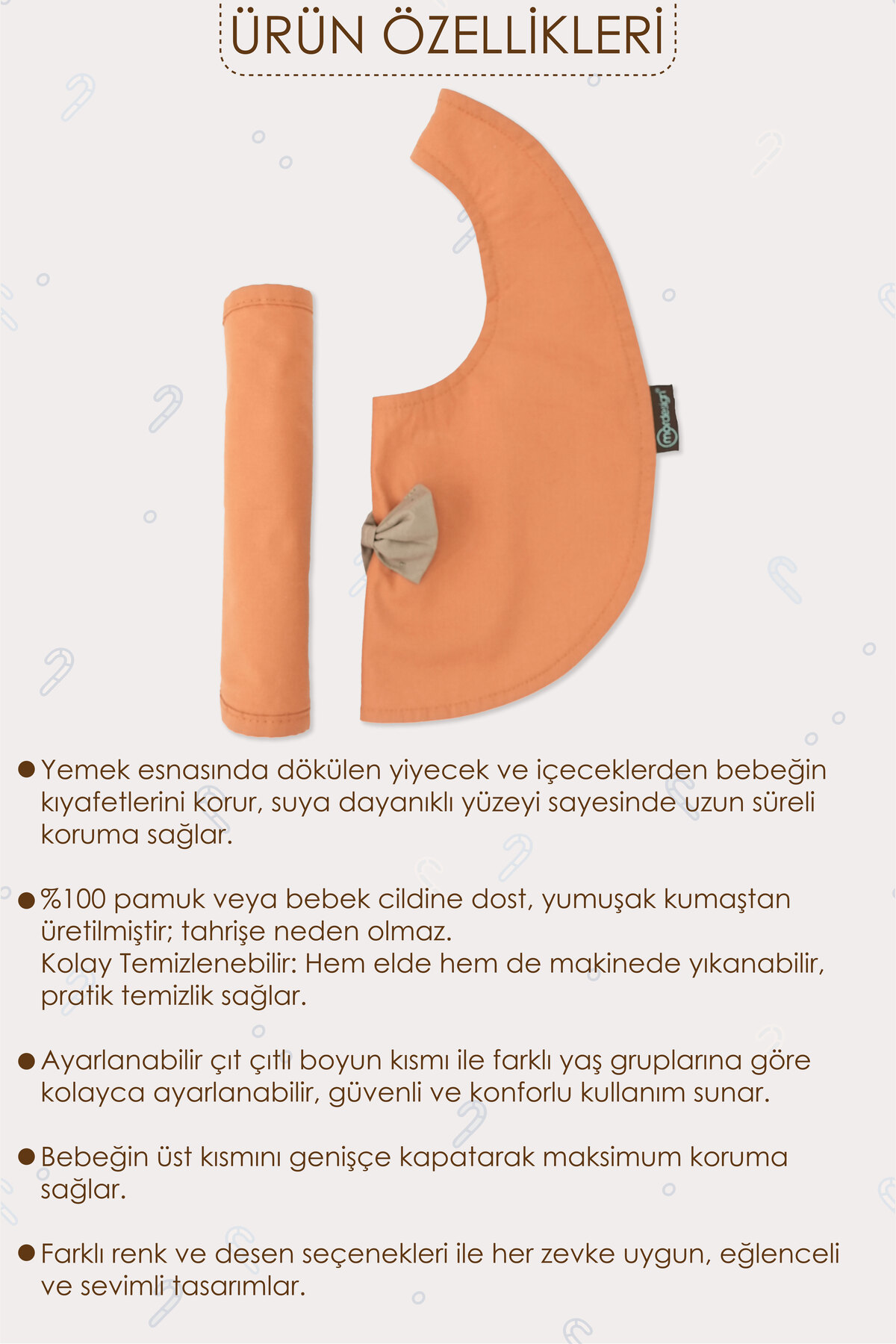 Mordesign 2'Li Set; Mama Önlüğü Ve Salya Bezi, Sıvı Geçirmez ,Diş Çıkarma B