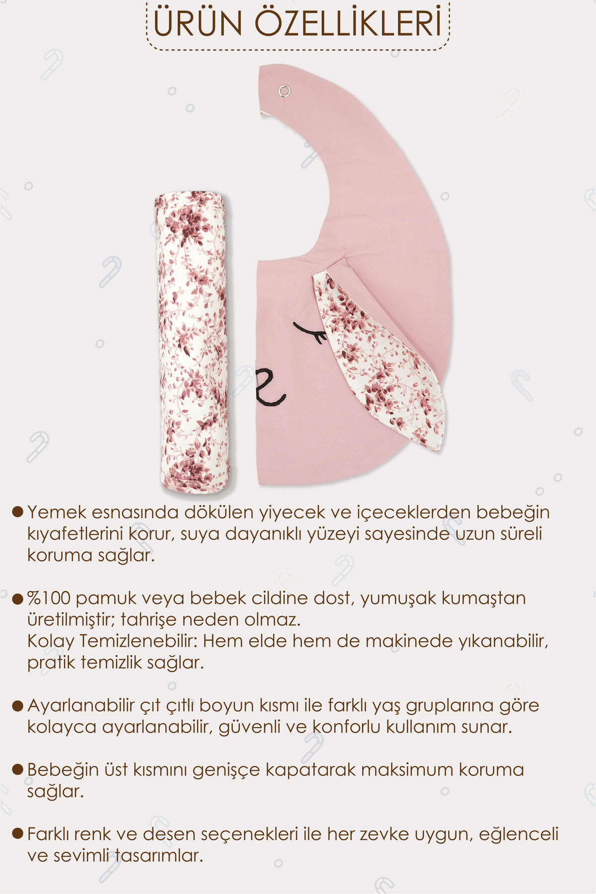 Mordesign 2'Li Set; Mama Önlüğü Ve Salya Bezi, Sıvı Geçirmez ,Diş Çıkarma B