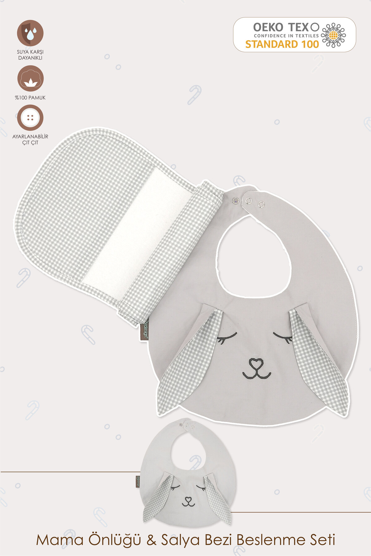 Mordesign 2'Li Set; Mama Önlüğü Ve Salya Bezi, Sıvı Geçirmez ,Diş Çıkarma B