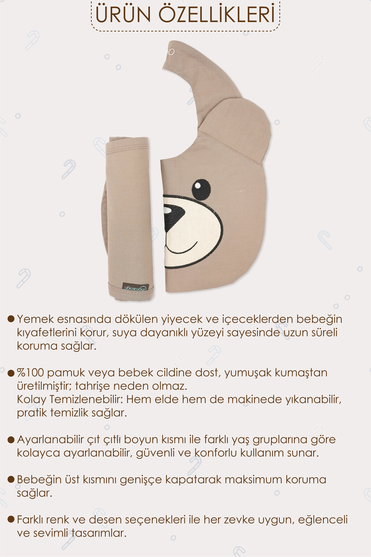 Mordesign 2'Li Set; Mama Önlüğü Ve Salya Bezi, Sıvı Geçirmez ,Diş Çıkarma B