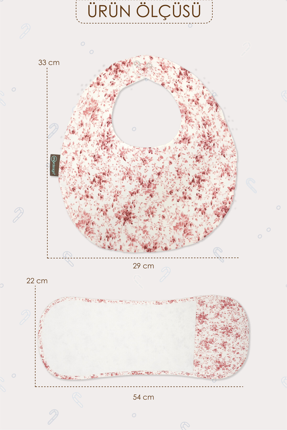 Mordesign 2'Li Set; Mama Önlüğü Ve Salya Bezi, Sıvı Geçirmez ,Diş Çıkarma B