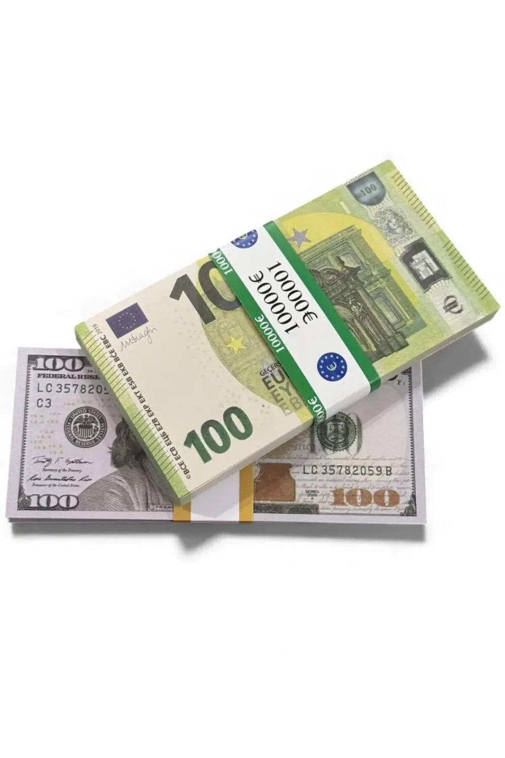 2’li Set Oyun Parası 100 $+100 € Şaka Parası, Düğün, Kına, Parti,