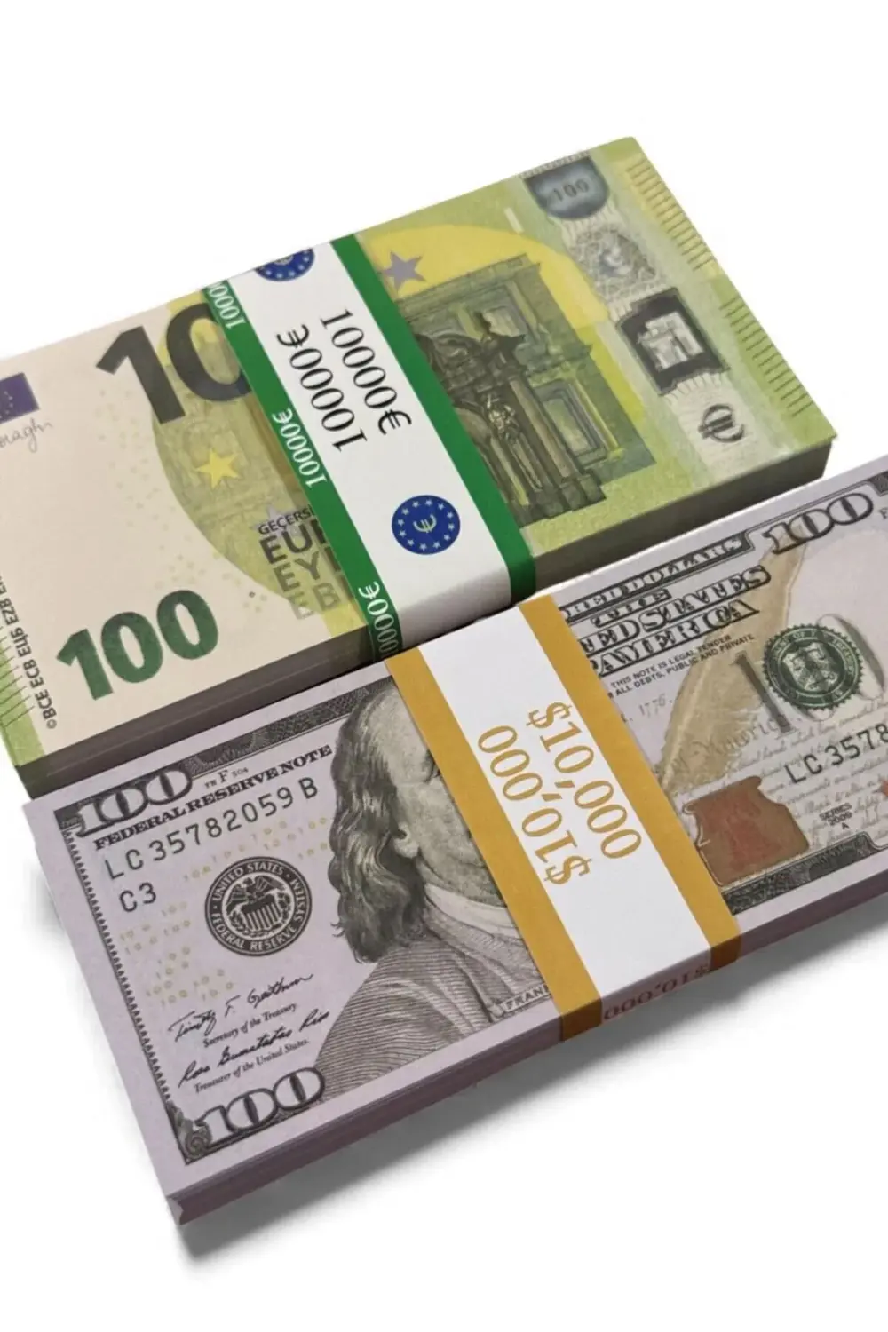 2’li Set Oyun Parası 100 $+100 € Şaka Parası, Düğün, Kına, Parti,