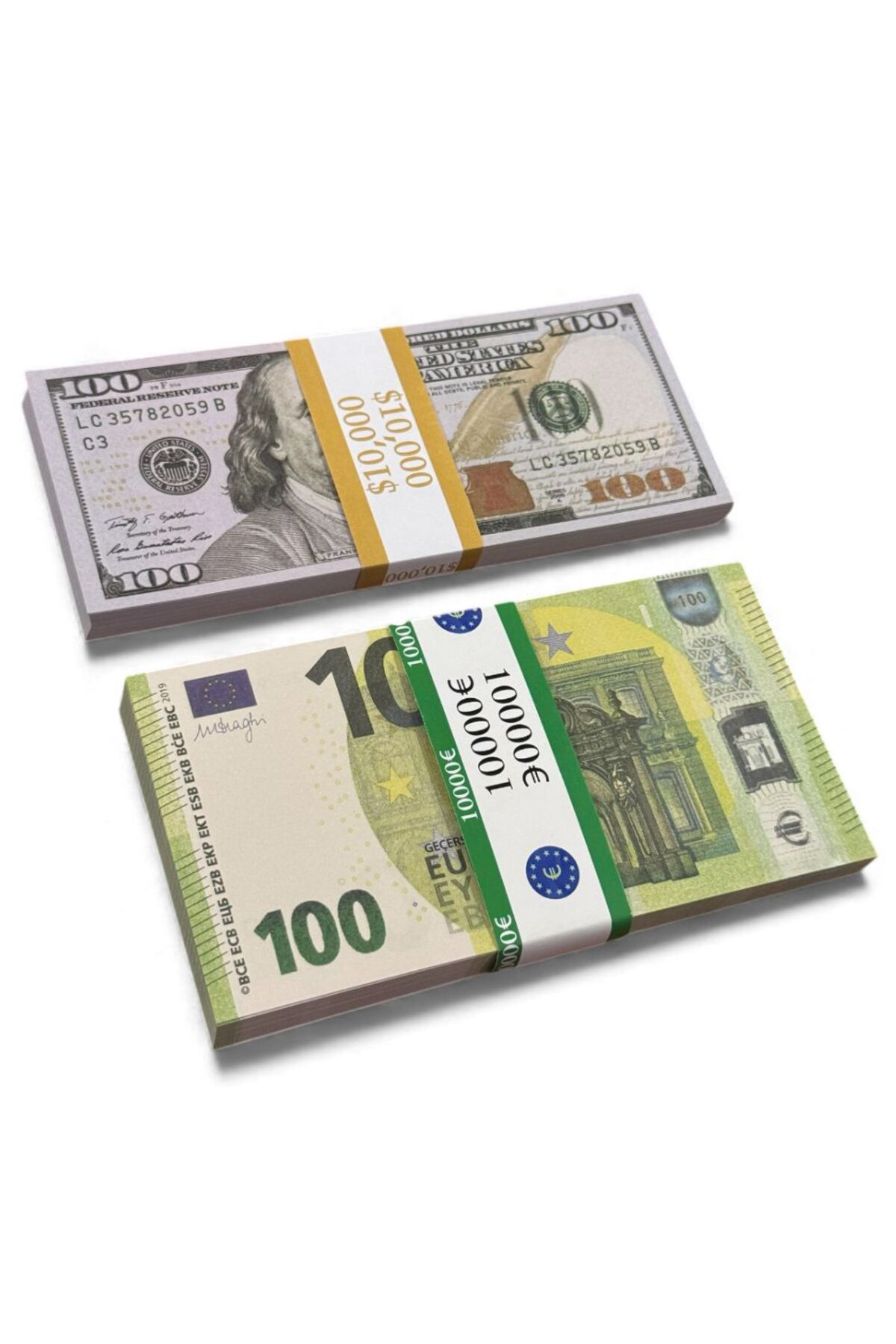 2’li Set Oyun Parası 100 $+100 € Şaka Parası, Düğün, Kına, Parti,