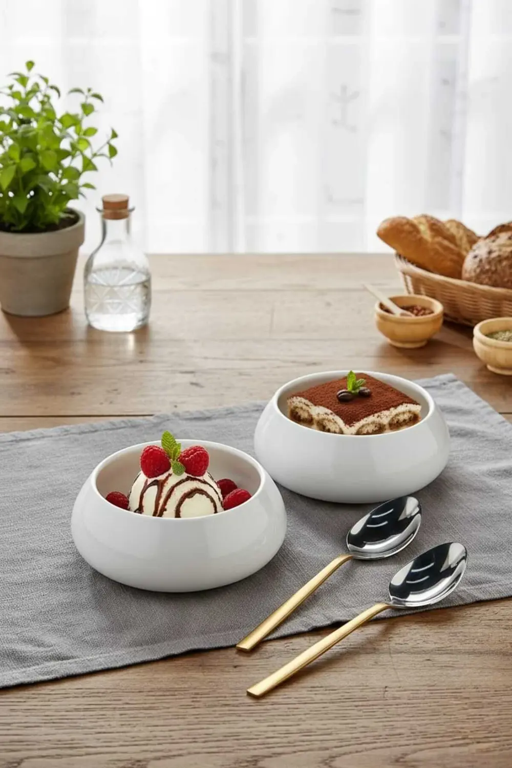 2’li Set Porselen Çorba, Tatlı ve Meze Kasesi 14x6 cm