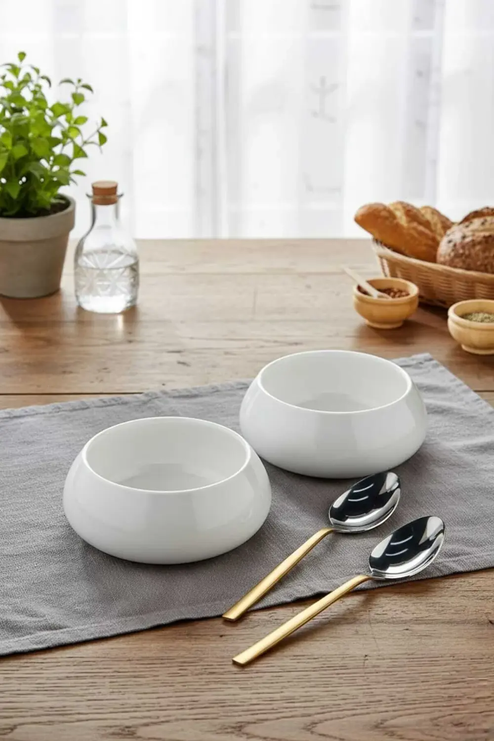 2’li Set Porselen Çorba, Tatlı ve Meze Kasesi 14x6 cm
