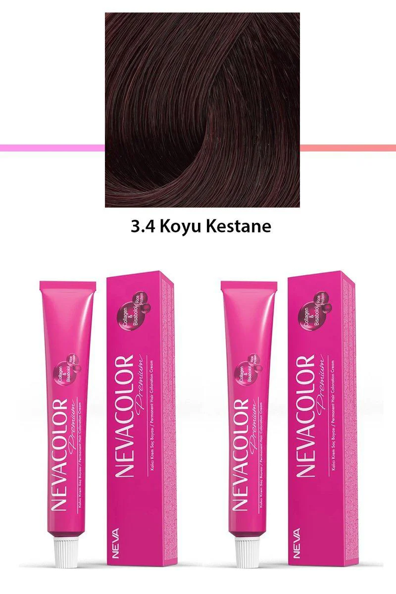 2'li Set Premium 3.4 Koyu Kestane Kalıcı Krem Saç Boyası – Yoğun Renk ve Saç Bakımı 2'li Set Premium 3.4 Koyu Kestane Kalıcı Krem Saç Boyası – Yoğun Renk ve Saç Bakımı