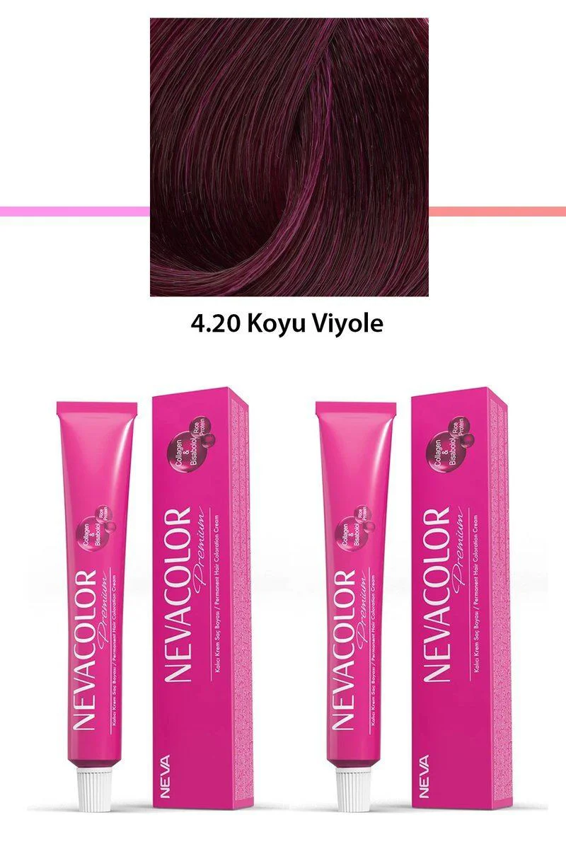 2'li Set Premium 4.20 Koyu Viyole Kalıcı Krem Saç Boyası | 2x50g Tüp Fiyatı, Yorumları ve Özellikleri